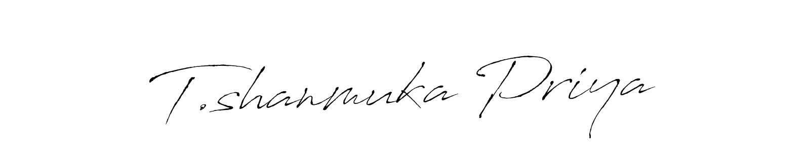 The best way (Antro_Vectra) to make a short signature is to pick only two or three words in your name. The name T.shanmuka Priya include a total of six letters. For converting this name. T.shanmuka Priya signature style 6 images and pictures png