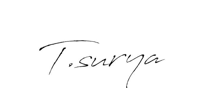 The best way (Antro_Vectra) to make a short signature is to pick only two or three words in your name. The name T.surya include a total of six letters. For converting this name. T.surya signature style 6 images and pictures png