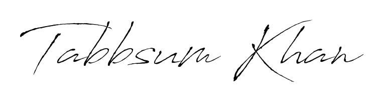 A modern signature idea for name Tabbsum Khan using Antro_Vectra font. Clean strokes and elegant curves make it stand out instantly. Tabbsum Khan signature style 6 images and pictures png