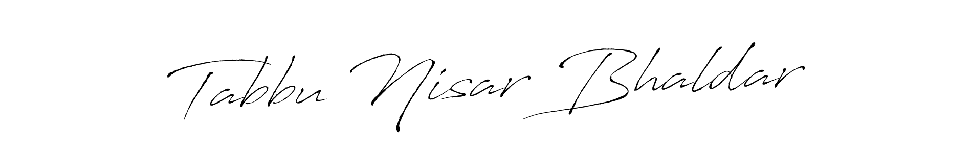 The best way (Antro_Vectra) to make a short signature is to pick only two or three words in your name. The name Tabbu Nisar Bhaldar include a total of six letters. For converting this name. Tabbu Nisar Bhaldar signature style 6 images and pictures png