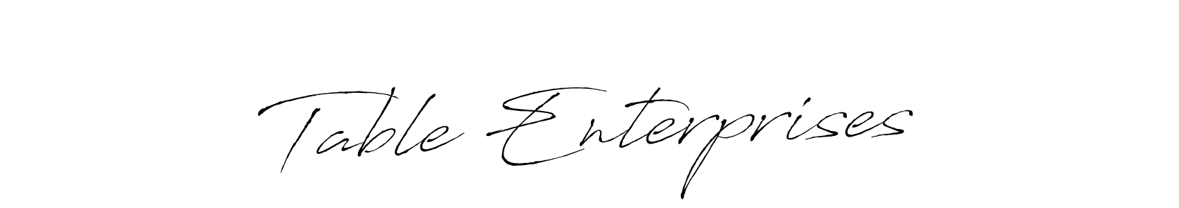 How to make Table Enterprises name signature. Use Antro_Vectra style for creating short signs online. This is the latest handwritten sign. Table Enterprises signature style 6 images and pictures png