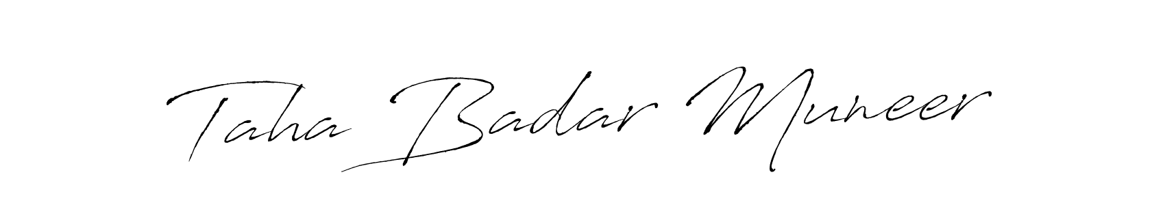 Taha Badar Muneer stylish signature style. Best Handwritten Sign (Antro_Vectra) for my name. Handwritten Signature Collection Ideas for my name Taha Badar Muneer. Taha Badar Muneer signature style 6 images and pictures png