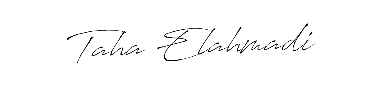 How to make Taha Elahmadi name signature. Use Antro_Vectra style for creating short signs online. This is the latest handwritten sign. Taha Elahmadi signature style 6 images and pictures png