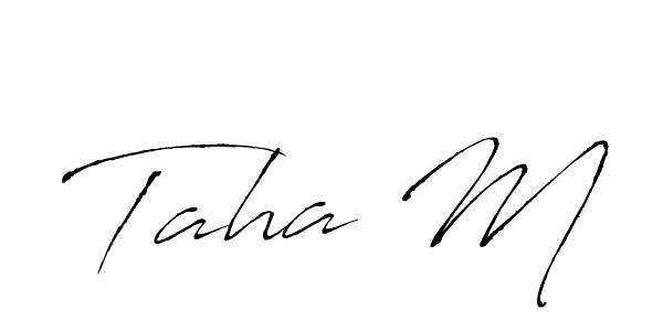 The best way (Antro_Vectra) to make a short signature is to pick only two or three words in your name. The name Taha M include a total of six letters. For converting this name. Taha M signature style 6 images and pictures png