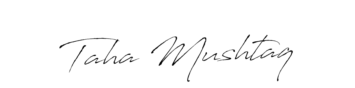 How to make Taha Mushtaq name signature. Use Antro_Vectra style for creating short signs online. This is the latest handwritten sign. Taha Mushtaq signature style 6 images and pictures png