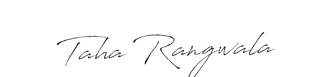 How to make Taha Rangwala name signature. Use Antro_Vectra style for creating short signs online. This is the latest handwritten sign. Taha Rangwala signature style 6 images and pictures png