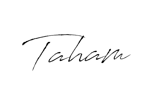 Design your own signature with our free online signature maker. With this signature software, you can create a handwritten (Antro_Vectra) signature for name Taham. Taham signature style 6 images and pictures png