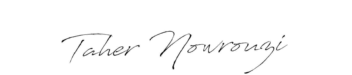 Taher Nowrouzi stylish signature style. Best Handwritten Sign (Antro_Vectra) for my name. Handwritten Signature Collection Ideas for my name Taher Nowrouzi. Taher Nowrouzi signature style 6 images and pictures png