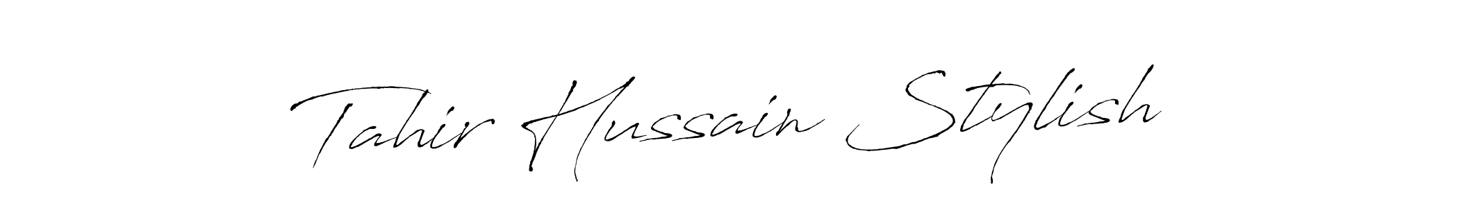 The best way (Antro_Vectra) to make a short signature is to pick only two or three words in your name. The name Tahir Hussain Stylish include a total of six letters. For converting this name. Tahir Hussain Stylish signature style 6 images and pictures png