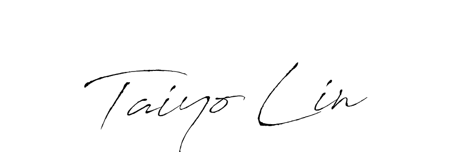 The best way (Antro_Vectra) to make a short signature is to pick only two or three words in your name. The name Taiyo Lin include a total of six letters. For converting this name. Taiyo Lin signature style 6 images and pictures png