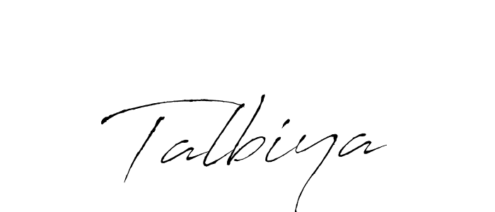 Design your own signature with our free online signature maker. With this signature software, you can create a handwritten (Antro_Vectra) signature for name Talbiya. Talbiya signature style 6 images and pictures png