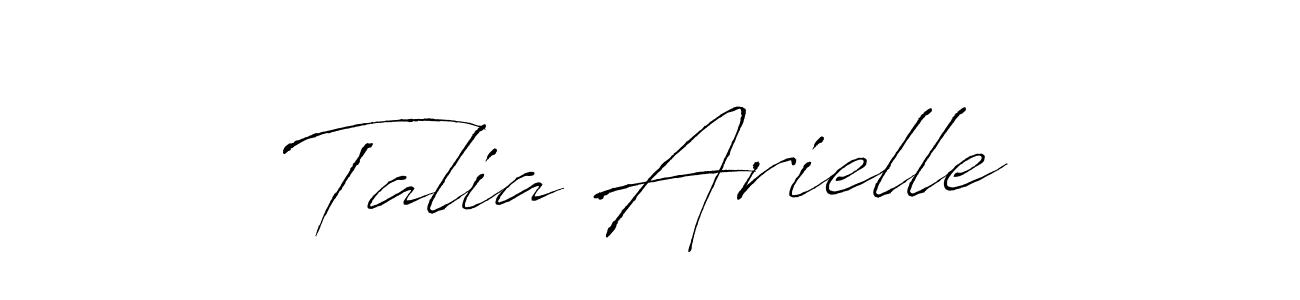 How to make Talia Arielle name signature. Use Antro_Vectra style for creating short signs online. This is the latest handwritten sign. Talia Arielle signature style 6 images and pictures png