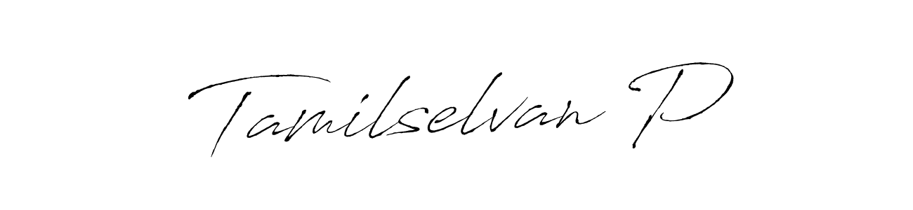 How to make Tamilselvan P name signature. Use Antro_Vectra style for creating short signs online. This is the latest handwritten sign. Tamilselvan P signature style 6 images and pictures png