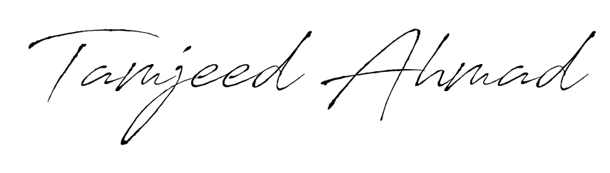 Give your name Tamjeed Ahmad an exquisite flair with the Antro_Vectra script font. Ideal for contracts, resumes, and formal letterheads. Tamjeed Ahmad signature style 6 images and pictures png