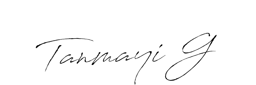 How to make Tanmayi G name signature. Use Antro_Vectra style for creating short signs online. This is the latest handwritten sign. Tanmayi G signature style 6 images and pictures png