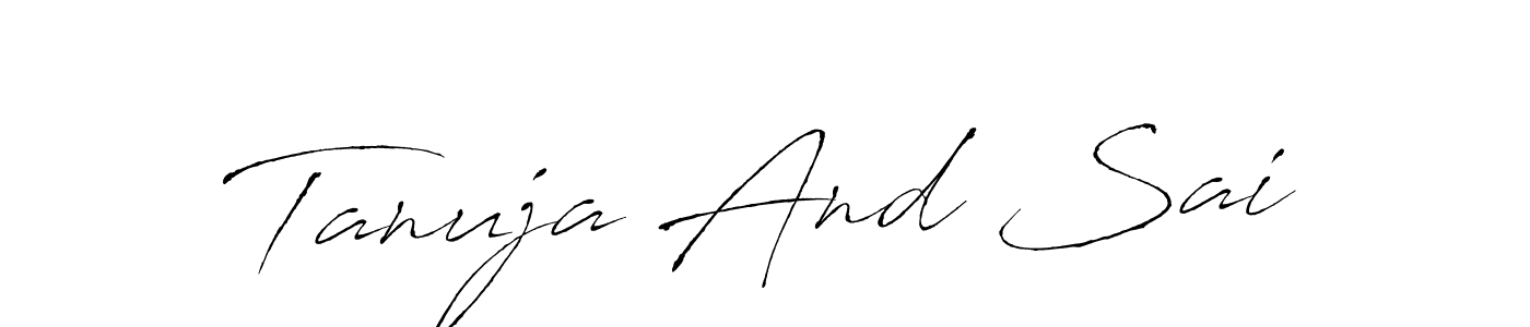 How to make Tanuja And Sai name signature. Use Antro_Vectra style for creating short signs online. This is the latest handwritten sign. Tanuja And Sai signature style 6 images and pictures png