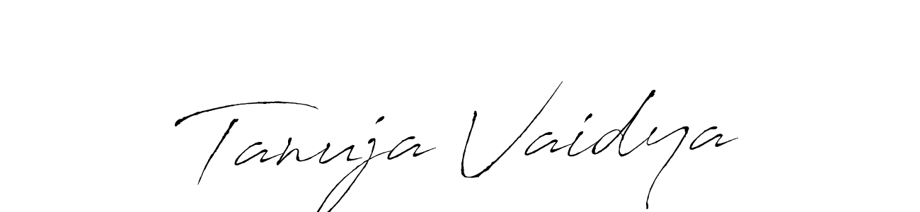 How to make Tanuja Vaidya signature? Antro_Vectra is a professional autograph style. Create handwritten signature for Tanuja Vaidya name. Tanuja Vaidya signature style 6 images and pictures png