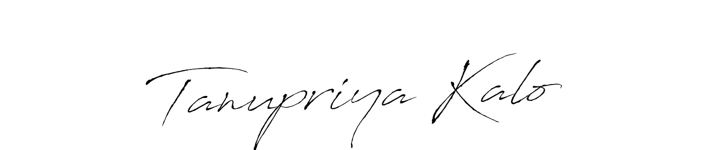 The best way (Antro_Vectra) to make a short signature is to pick only two or three words in your name. The name Tanupriya Kalo include a total of six letters. For converting this name. Tanupriya Kalo signature style 6 images and pictures png