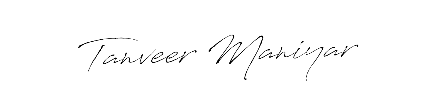 How to make Tanveer Maniyar name signature. Use Antro_Vectra style for creating short signs online. This is the latest handwritten sign. Tanveer Maniyar signature style 6 images and pictures png