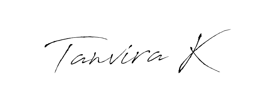 How to make Tanvira K name signature. Use Antro_Vectra style for creating short signs online. This is the latest handwritten sign. Tanvira K signature style 6 images and pictures png