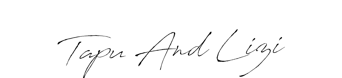 The best way (Antro_Vectra) to make a short signature is to pick only two or three words in your name. The name Tapu And Lizi include a total of six letters. For converting this name. Tapu And Lizi signature style 6 images and pictures png