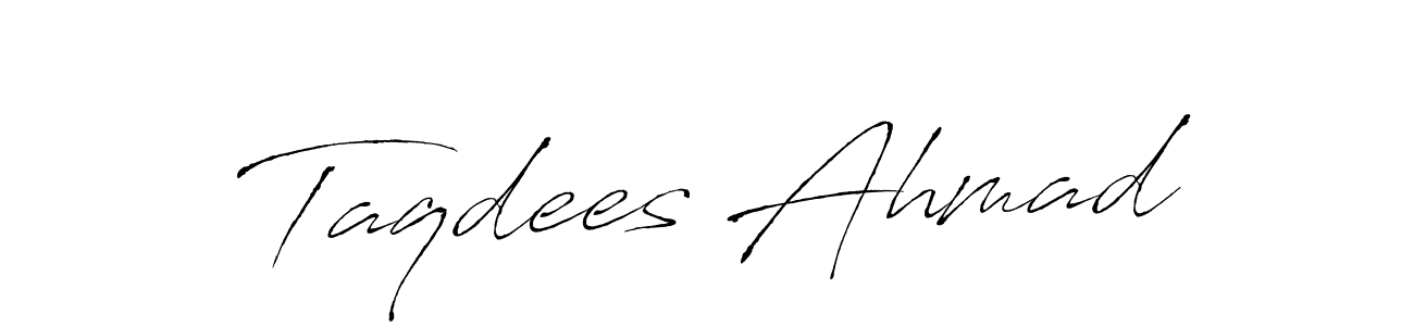 How to make Taqdees Ahmad name signature. Use Antro_Vectra style for creating short signs online. This is the latest handwritten sign. Taqdees Ahmad signature style 6 images and pictures png