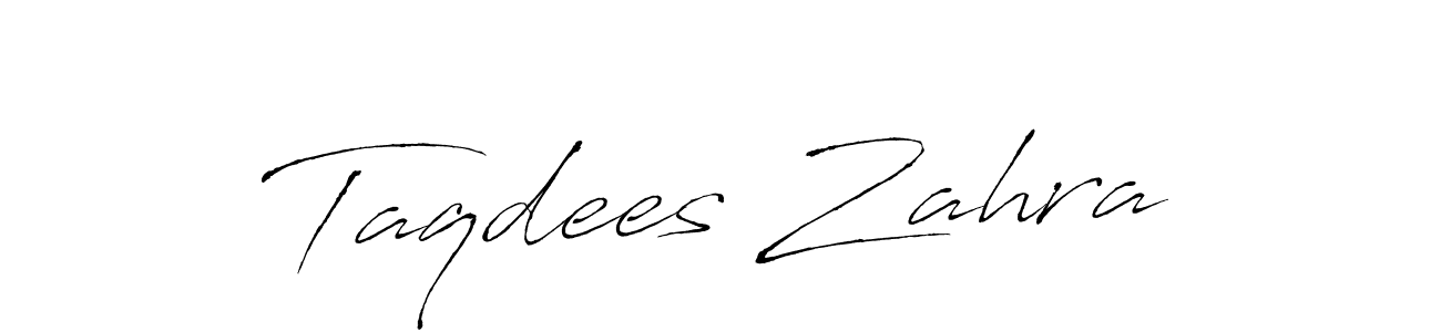 Make a beautiful signature design for name Taqdees Zahra. With this signature (Antro_Vectra) style, you can create a handwritten signature for free. Taqdees Zahra signature style 6 images and pictures png