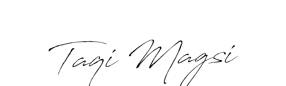 Taqi Magsi stylish signature style. Best Handwritten Sign (Antro_Vectra) for my name. Handwritten Signature Collection Ideas for my name Taqi Magsi. Taqi Magsi signature style 6 images and pictures png