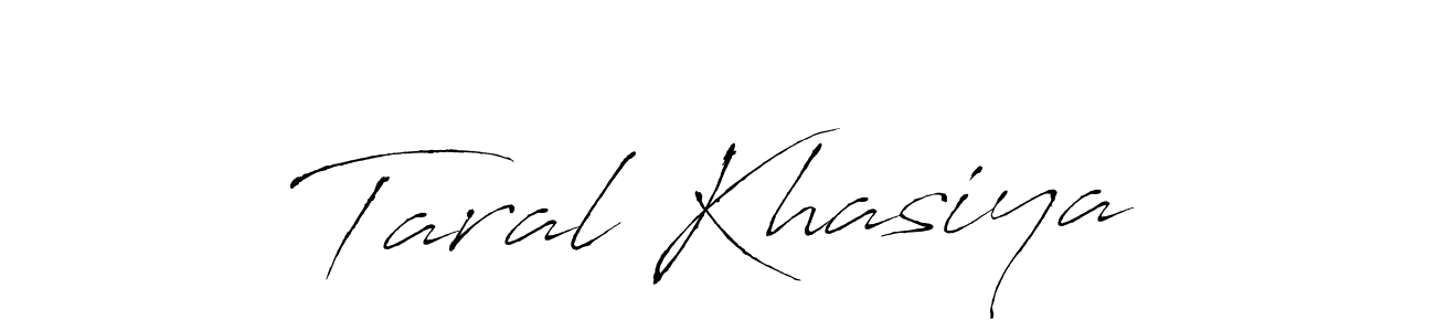 Make a beautiful signature design for name Taral Khasiya. With this signature (Antro_Vectra) style, you can create a handwritten signature for free. Taral Khasiya signature style 6 images and pictures png