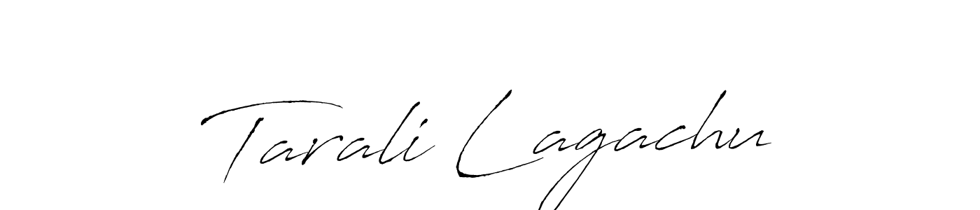 The best way (Antro_Vectra) to make a short signature is to pick only two or three words in your name. The name Tarali Lagachu include a total of six letters. For converting this name. Tarali Lagachu signature style 6 images and pictures png