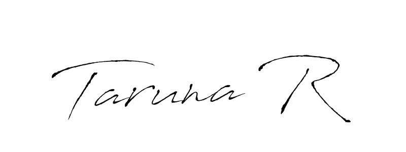 Antro_Vectra is a professional signature style that is perfect for those who want to add a touch of class to their signature. It is also a great choice for those who want to make their signature more unique. Get Taruna R name to fancy signature for free. Taruna R signature style 6 images and pictures png