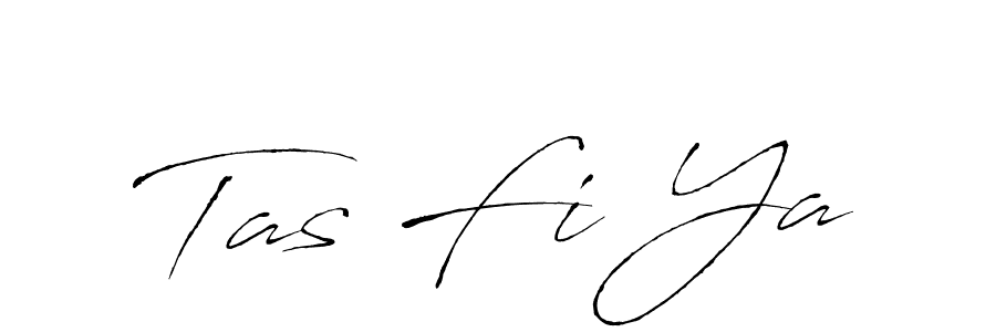 How to make Tas Fi Ya name signature. Use Antro_Vectra style for creating short signs online. This is the latest handwritten sign. Tas Fi Ya signature style 6 images and pictures png