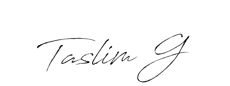 How to make Taslim G name signature. Use Antro_Vectra style for creating short signs online. This is the latest handwritten sign. Taslim G signature style 6 images and pictures png