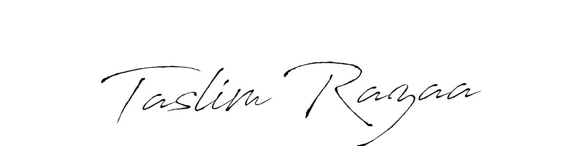 How to make Taslim Razaa name signature. Use Antro_Vectra style for creating short signs online. This is the latest handwritten sign. Taslim Razaa signature style 6 images and pictures png