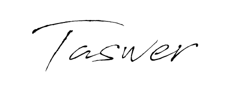 A classic penmanship look for Taswer. The Antro_Vectra font brings timeless elegance and confidence to every signed document. Taswer signature style 6 images and pictures png