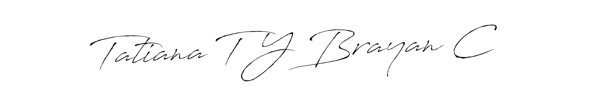 This is the best signature style for the Tatiana T Y Brayan C name. Also you like these signature font (Antro_Vectra). Mix name signature. Tatiana T Y Brayan C signature style 6 images and pictures png