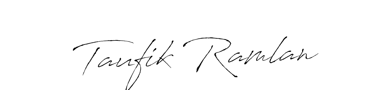 Create a beautiful signature design for name Taufik Ramlan. With this signature (Antro_Vectra) fonts, you can make a handwritten signature for free. Taufik Ramlan signature style 6 images and pictures png