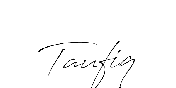 Design your own signature with our free online signature maker. With this signature software, you can create a handwritten (Antro_Vectra) signature for name Taufiq. Taufiq signature style 6 images and pictures png