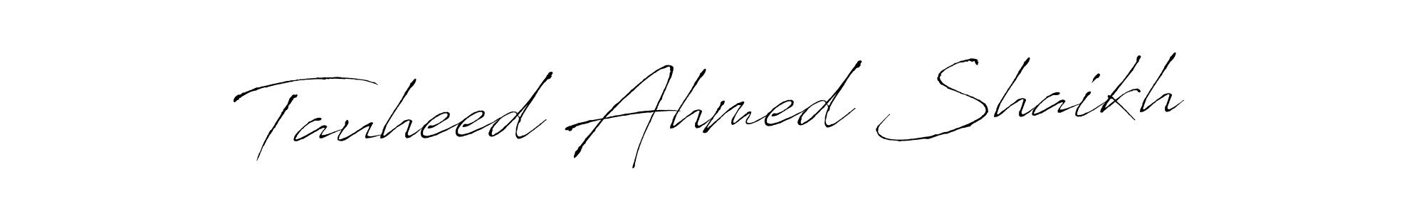 The best way (Antro_Vectra) to make a short signature is to pick only two or three words in your name. The name Tauheed Ahmed Shaikh include a total of six letters. For converting this name. Tauheed Ahmed Shaikh signature style 6 images and pictures png