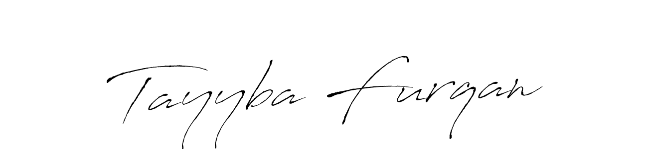 Antro_Vectra is a professional signature style that is perfect for those who want to add a touch of class to their signature. It is also a great choice for those who want to make their signature more unique. Get Tayyba Furqan name to fancy signature for free. Tayyba Furqan signature style 6 images and pictures png