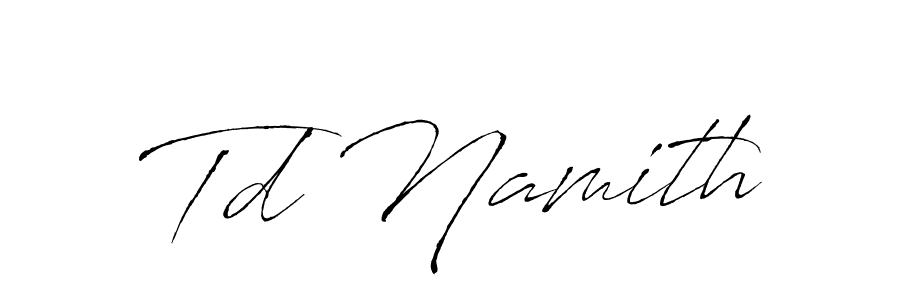 The best way (Antro_Vectra) to make a short signature is to pick only two or three words in your name. The name Td Namith include a total of six letters. For converting this name. Td Namith signature style 6 images and pictures png