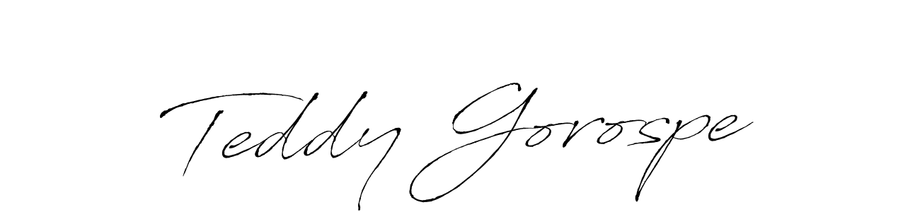 How to make Teddy Gorospe name signature. Use Antro_Vectra style for creating short signs online. This is the latest handwritten sign. Teddy Gorospe signature style 6 images and pictures png