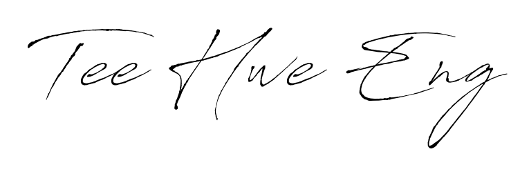 Looking for an artistic signature for Tee Hwe Eng? The Antro_Vectra calligraphy style gives a sophisticated flow suitable for business cards and emails. Tee Hwe Eng signature style 6 images and pictures png