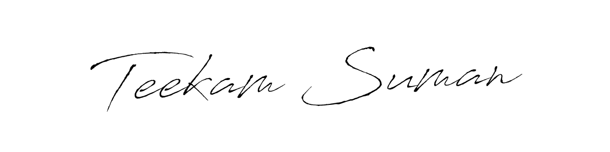 Similarly Antro_Vectra is the best handwritten signature design. Signature creator online .You can use it as an online autograph creator for name Teekam Suman. Teekam Suman signature style 6 images and pictures png