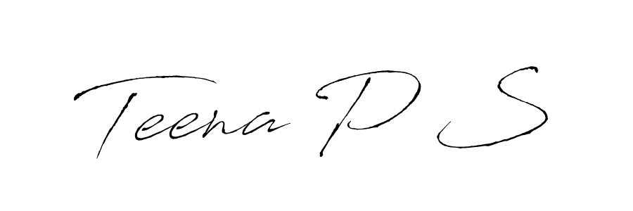 How to make Teena P S name signature. Use Antro_Vectra style for creating short signs online. This is the latest handwritten sign. Teena P S signature style 6 images and pictures png