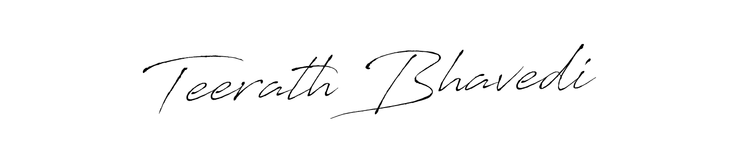 Make a beautiful signature design for name Teerath Bhavedi. With this signature (Antro_Vectra) style, you can create a handwritten signature for free. Teerath Bhavedi signature style 6 images and pictures png