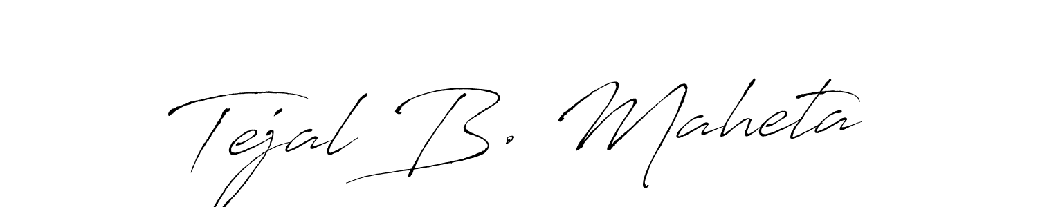 How to make Tejal B. Maheta name signature. Use Antro_Vectra style for creating short signs online. This is the latest handwritten sign. Tejal B. Maheta signature style 6 images and pictures png