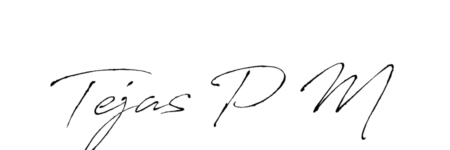 How to make Tejas P M name signature. Use Antro_Vectra style for creating short signs online. This is the latest handwritten sign. Tejas P M signature style 6 images and pictures png