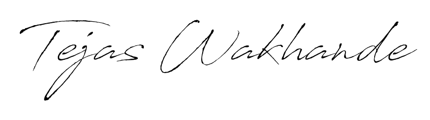 The Antro_Vectra typeface gives name Tejas Wakhande a refined look. Suitable for certificates, diplomas, and official verification. Tejas Wakhande signature style 6 images and pictures png