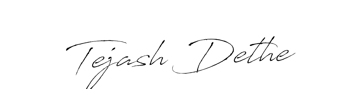 The best way (Antro_Vectra) to make a short signature is to pick only two or three words in your name. The name Tejash Dethe include a total of six letters. For converting this name. Tejash Dethe signature style 6 images and pictures png